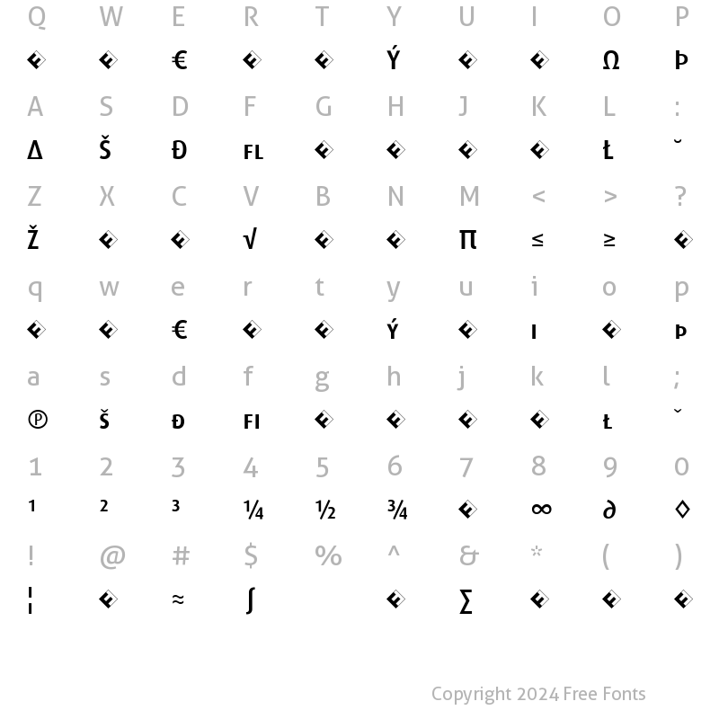 Character Map of Dax-MediumCapsExp Regular