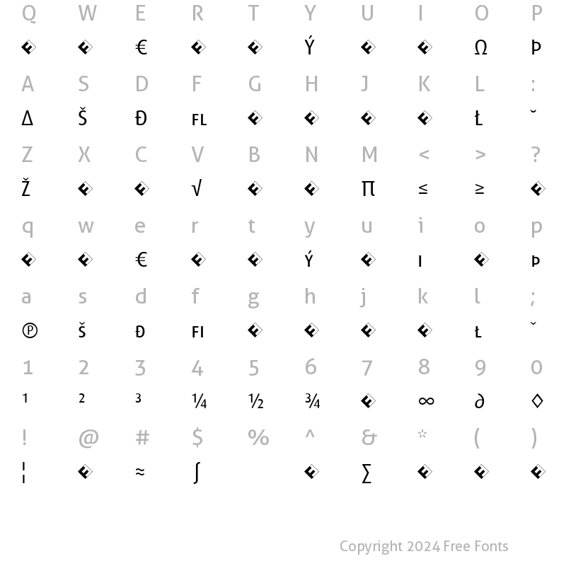 Character Map of Dax-RegularCapsExp Regular