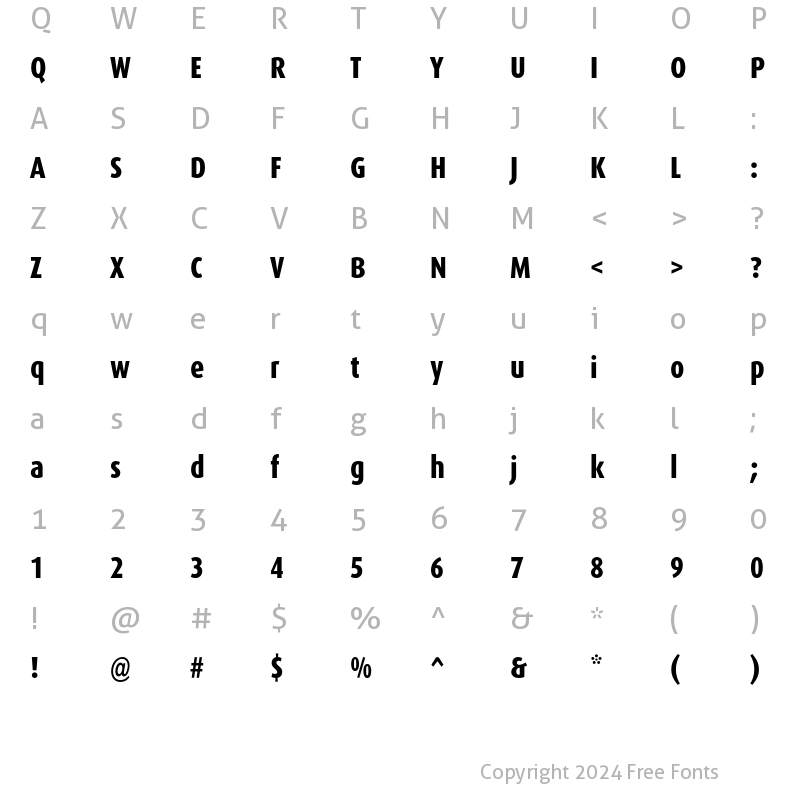 Character Map of DaxCondensed ExtraBold Regular