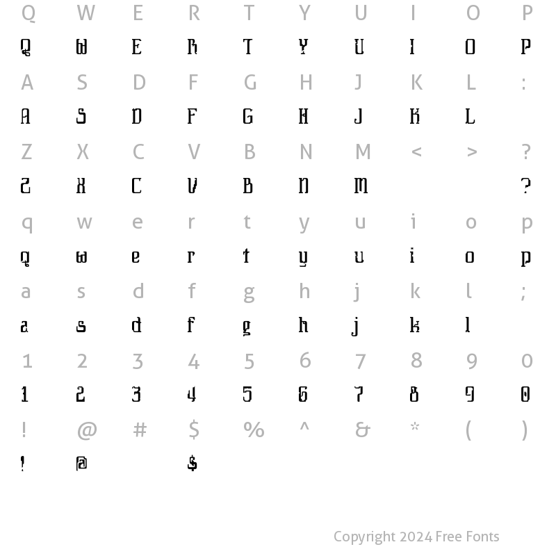 Character Map of Daybreaker Regular