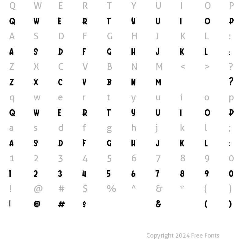 Character Map of Daydream Font Regular