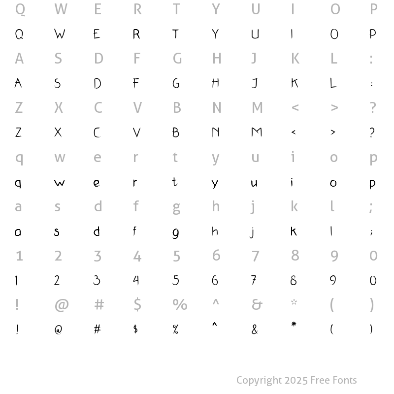 Character Map of Dazalea Regular