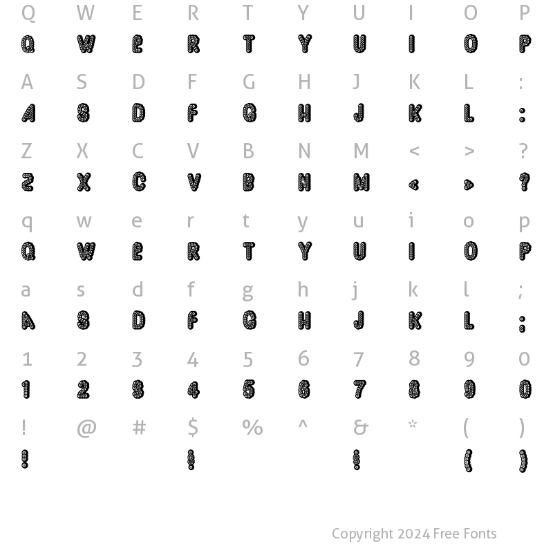 Character Map of Dazzler Regular