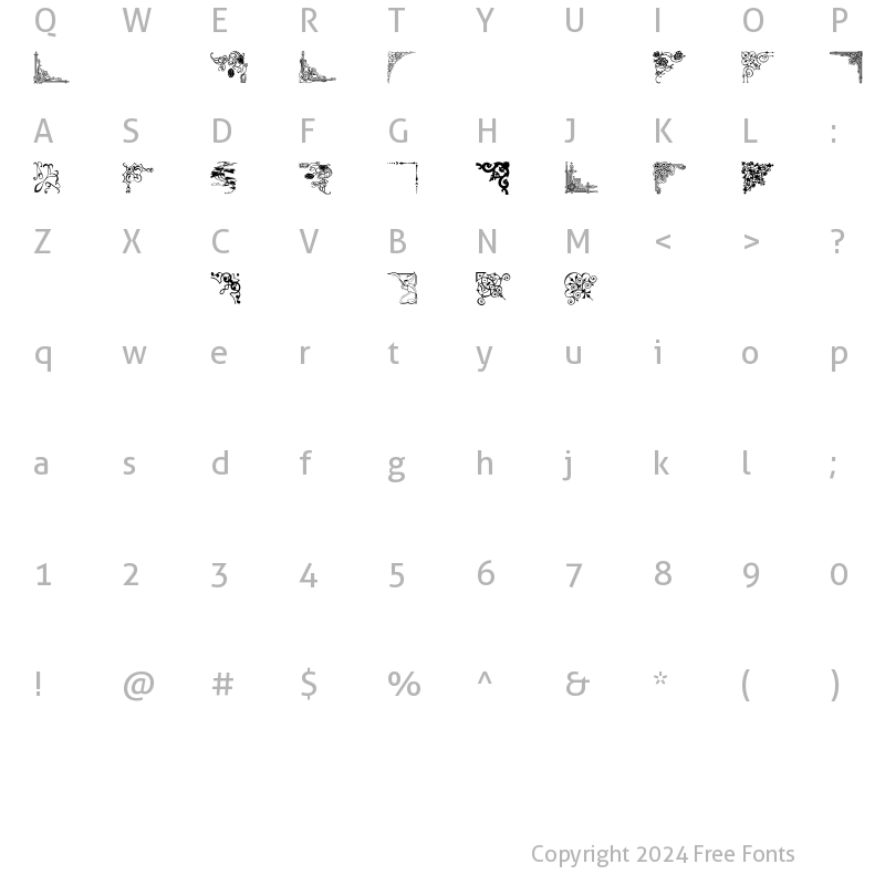 Character Map of DBL Corners Regular