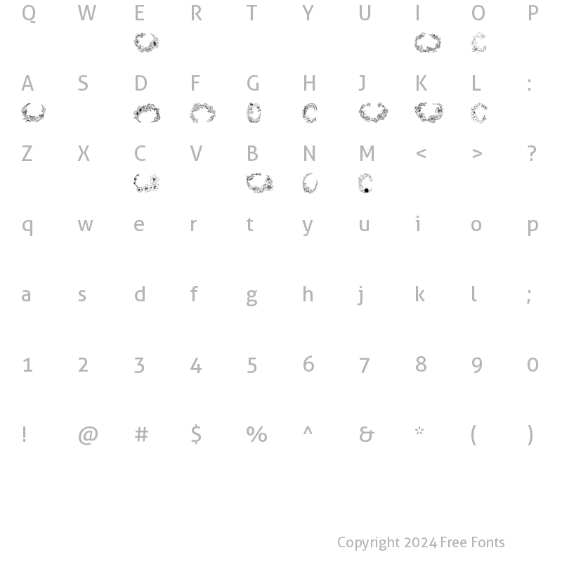 Character Map of DBL Flower Delight Regular