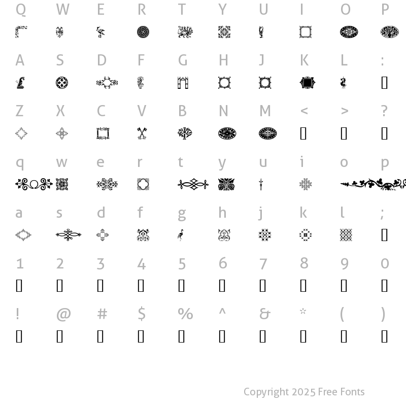 Character Map of DBL MedievalDesign Regular