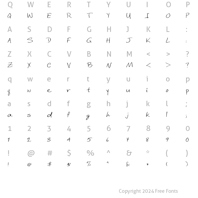 Character Map of DCWri Ex Regular