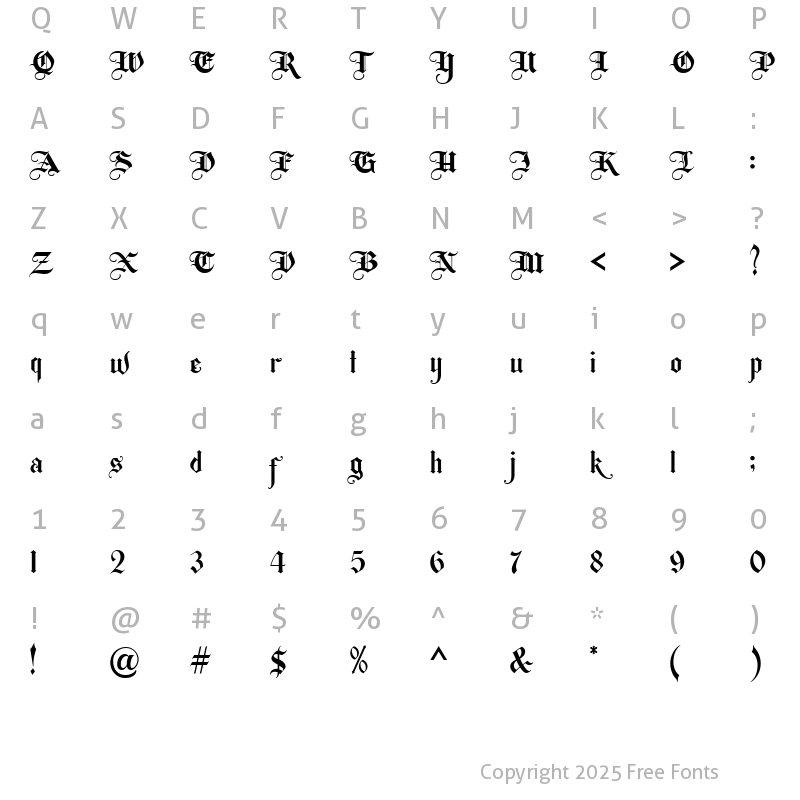 Character Map of DD Rosrage Regular