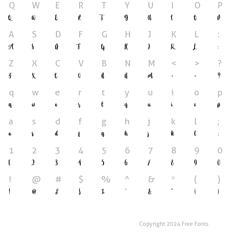 Character Map of de Floras Bold