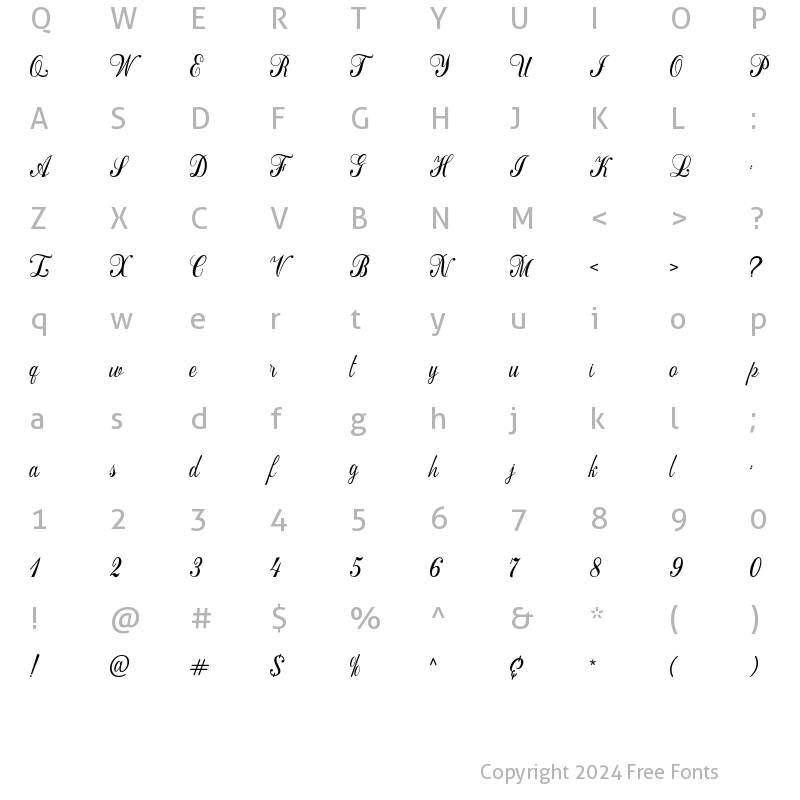 Character Map of De Gozaru Regular