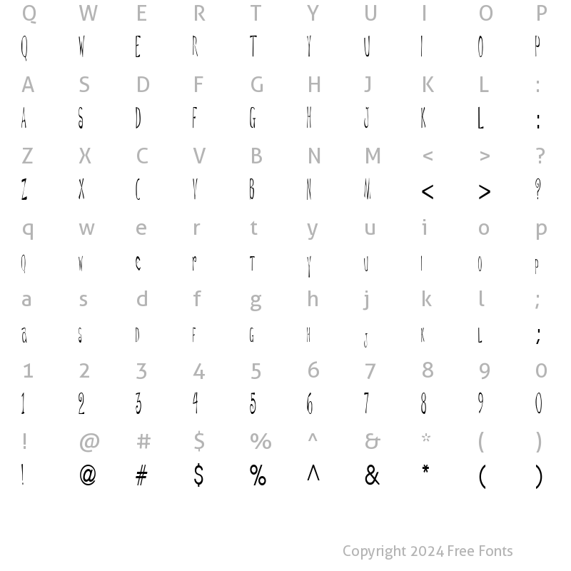 Character Map of De  ttstd Regular