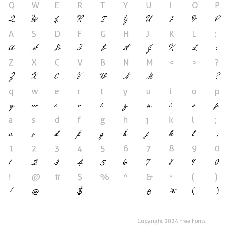 Character Map of Dead Man's Hand WF Regular