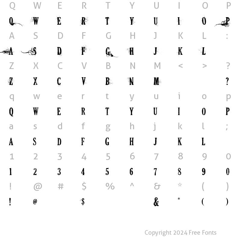 Character Map of DEAD SECRETARY Regular