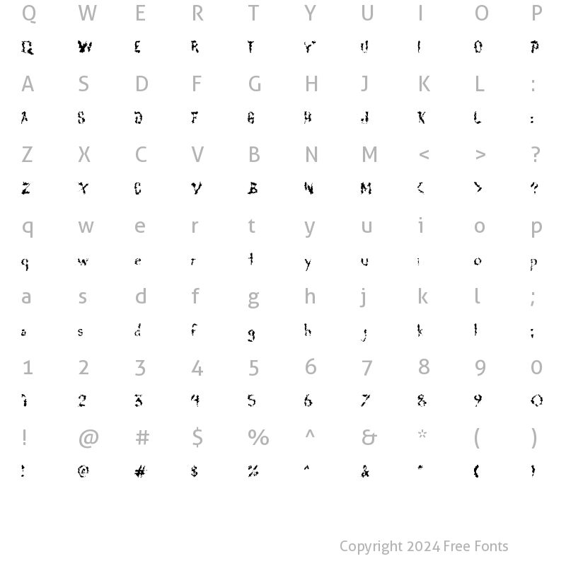 Character Map of DeadGrit Regular