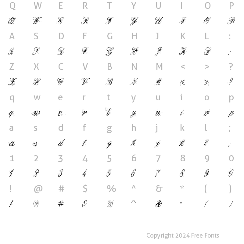 Character Map of Deadly english Regular