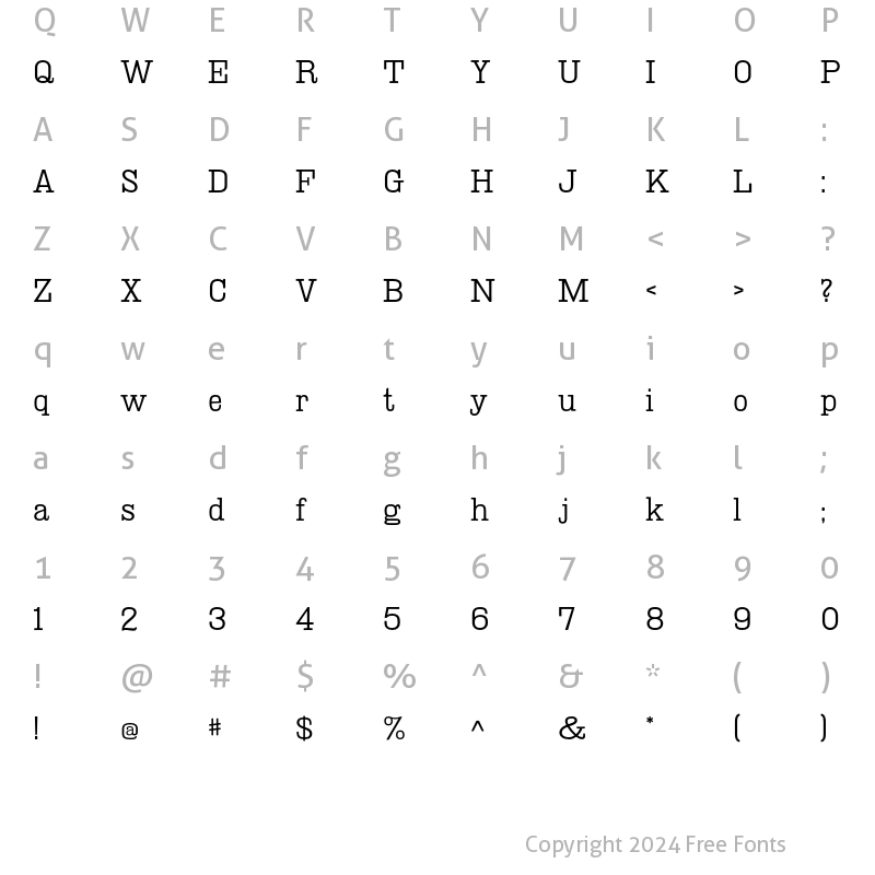 Character Map of Deadwood Doublewide Light Regular