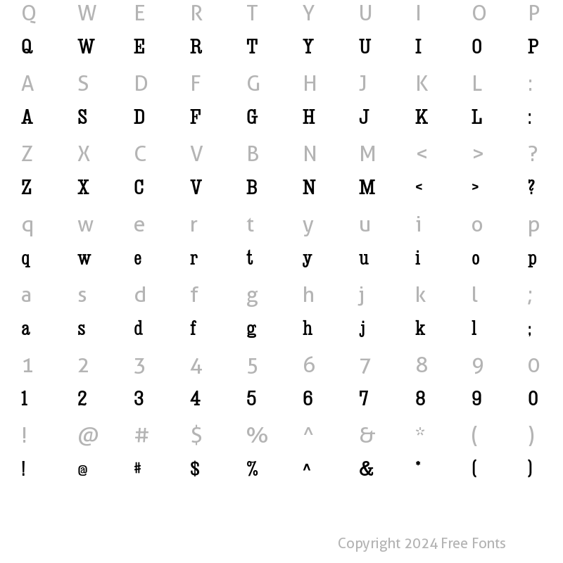 Character Map of Deadwood Singlewide Heavy Regular