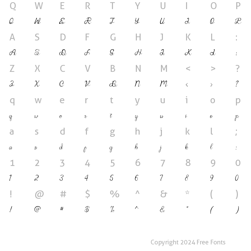 Character Map of Dealova Regular