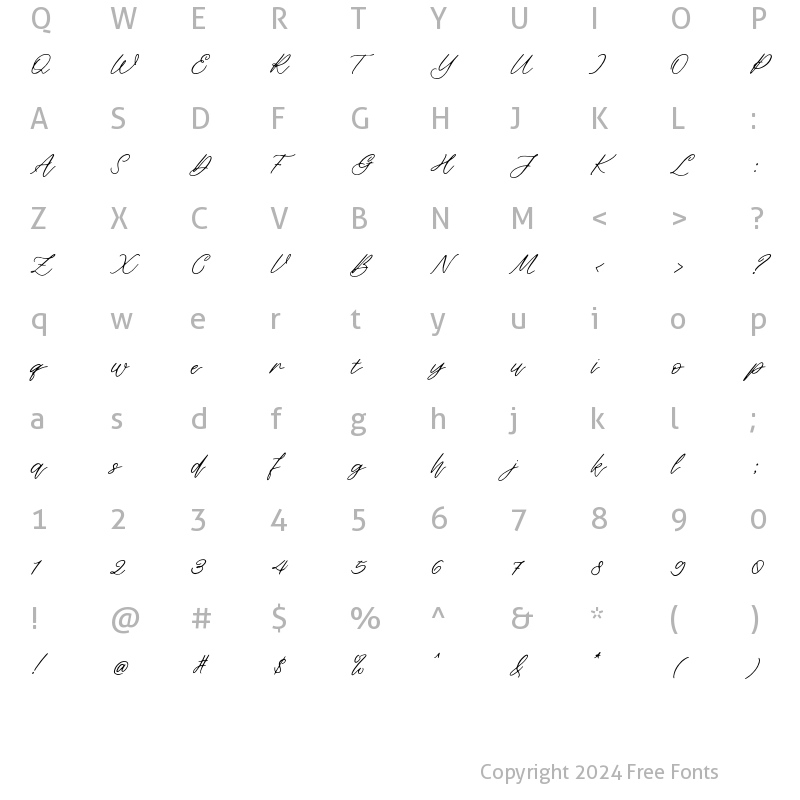 Character Map of deanica Regular