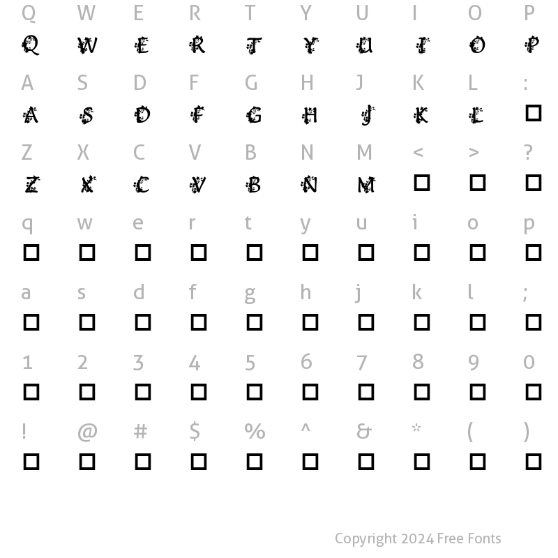 Character Map of Deanna's Ivy Caps Regular