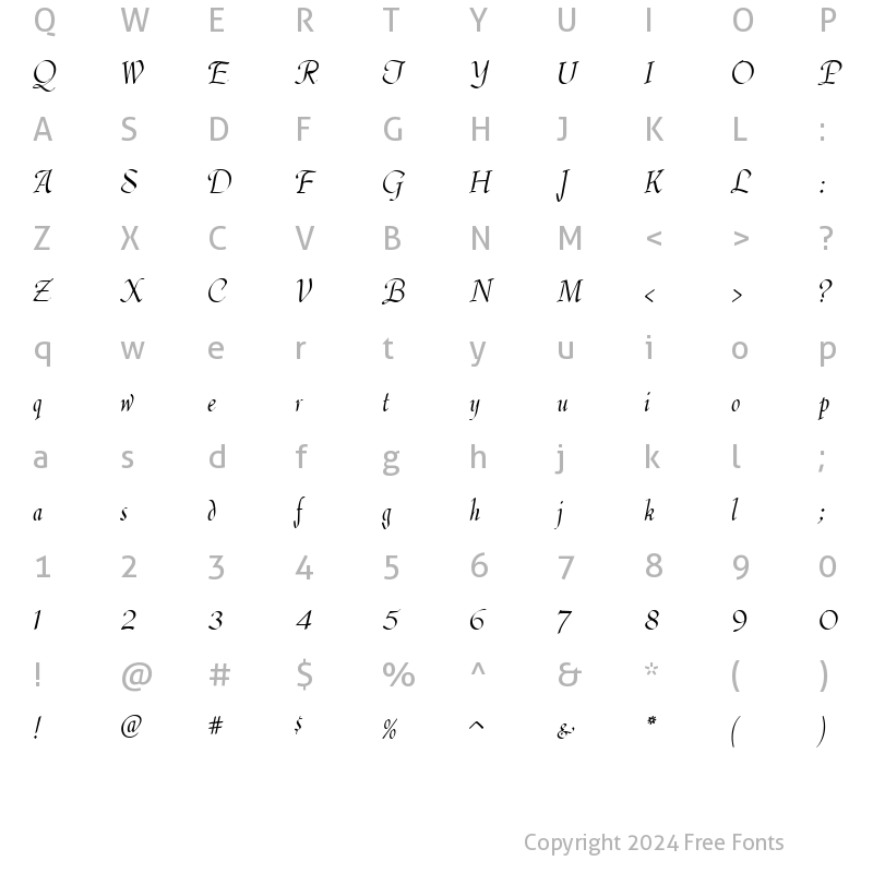 Character Map of DeannaScript Regular