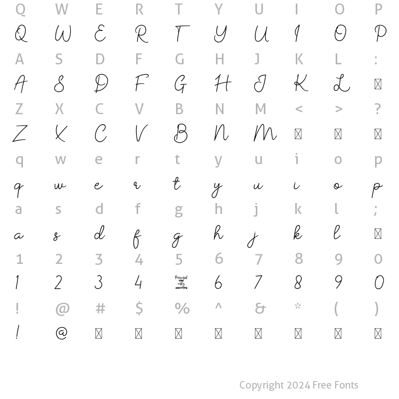 Character Map of Dear Daisy Regular