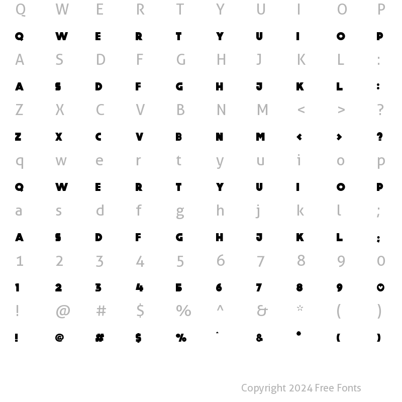 Character Map of Dear Love Plain Regular