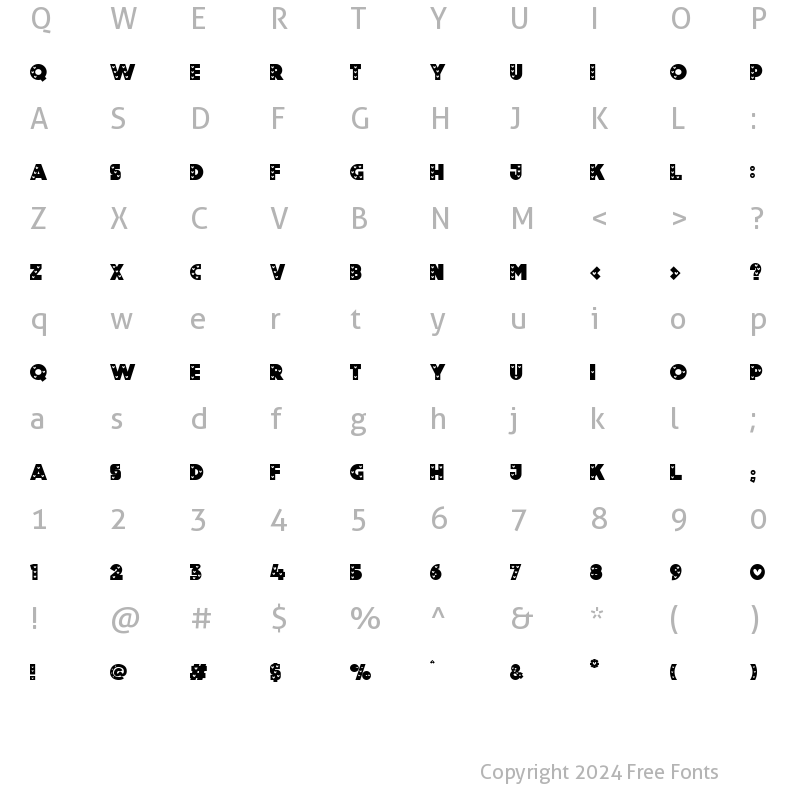 Character Map of Dear Love Regular