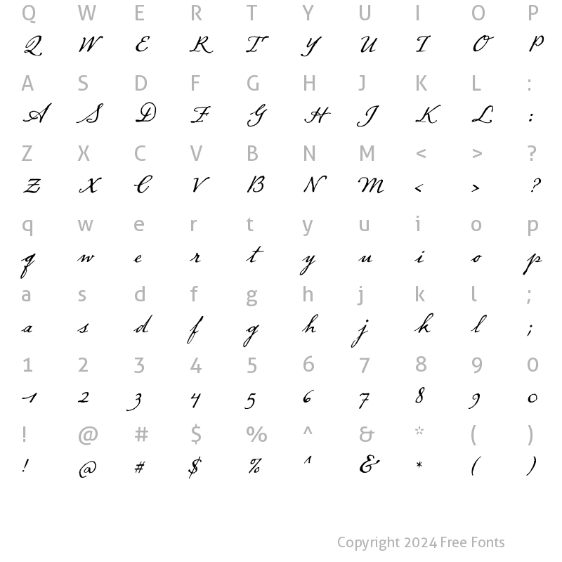 Character Map of Dear Sarah Regular