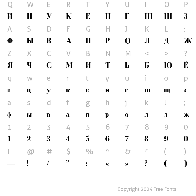 Character Map of Dearborn Bold