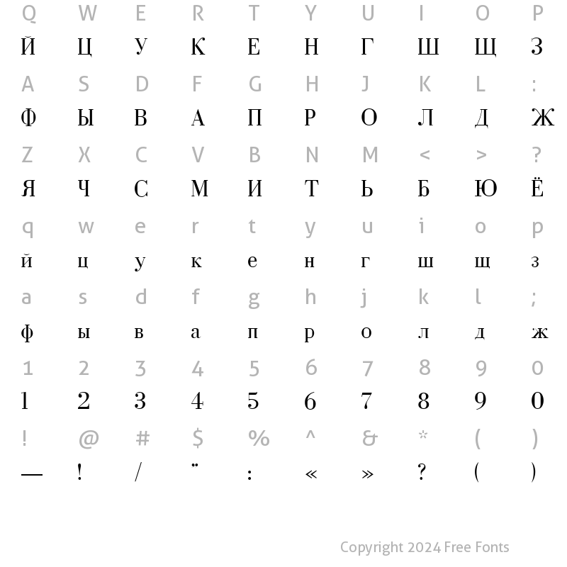 Character Map of Dearborn Regular