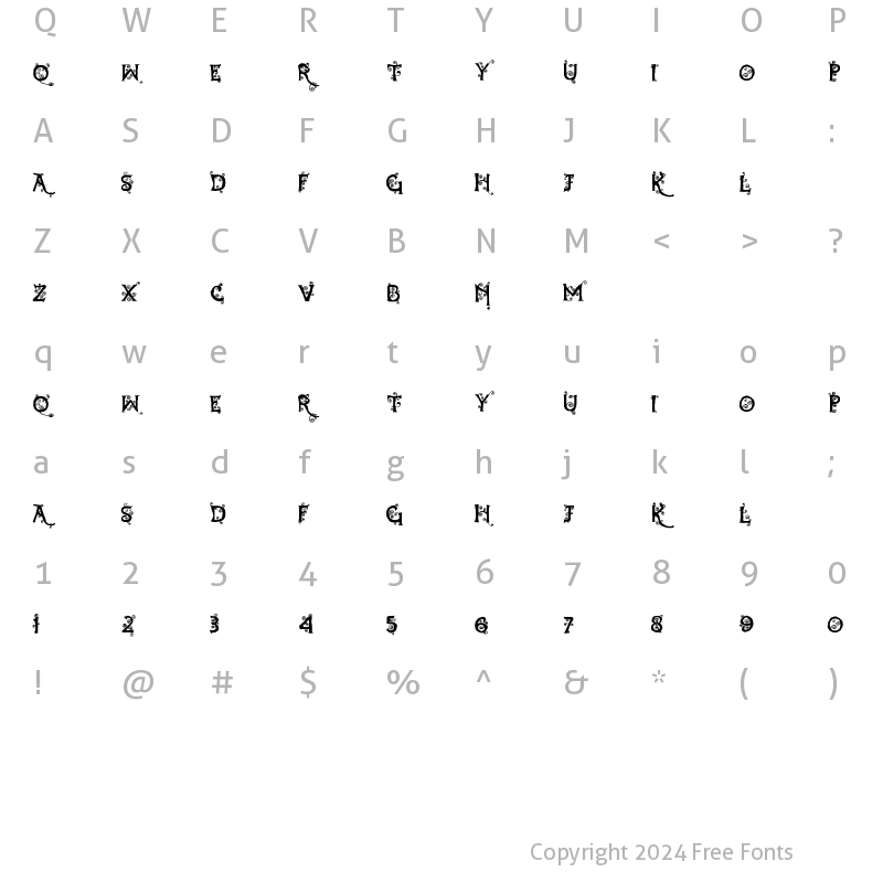 Character Map of Dearest Dorothy Regular