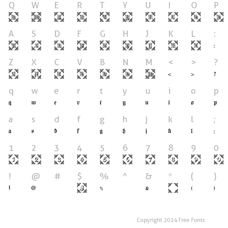 Character Map of Dearest Friend Regular