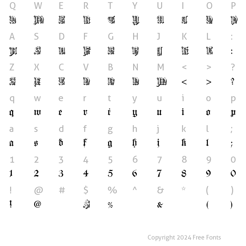 Character Map of Dearest Open Regular