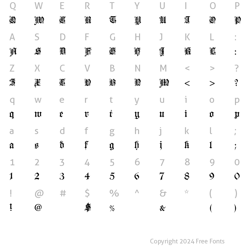 Character Map of Dearest Regular