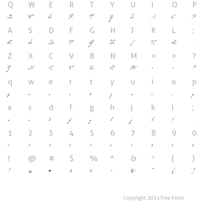 Character Map of Dearest Script Regular