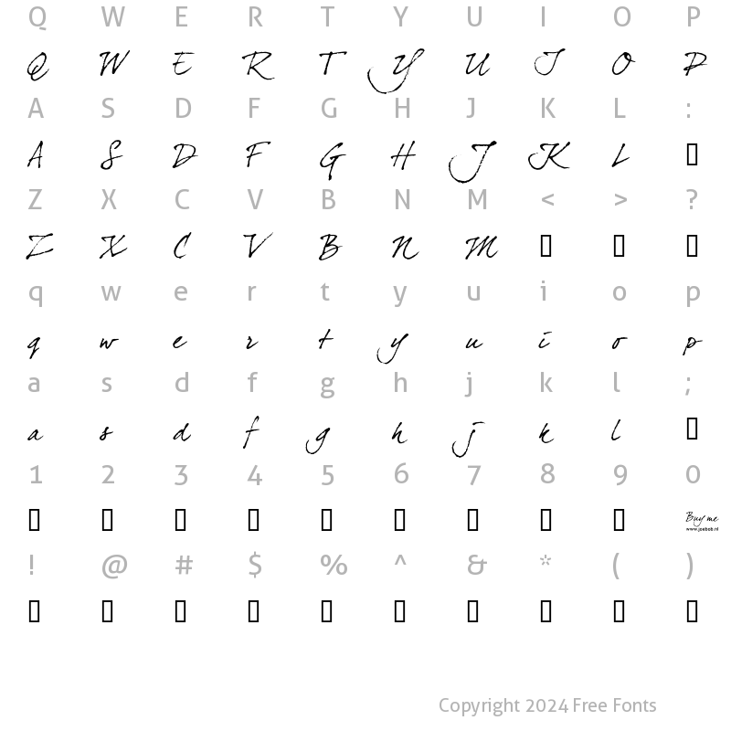 Character Map of dearJoe four Regular