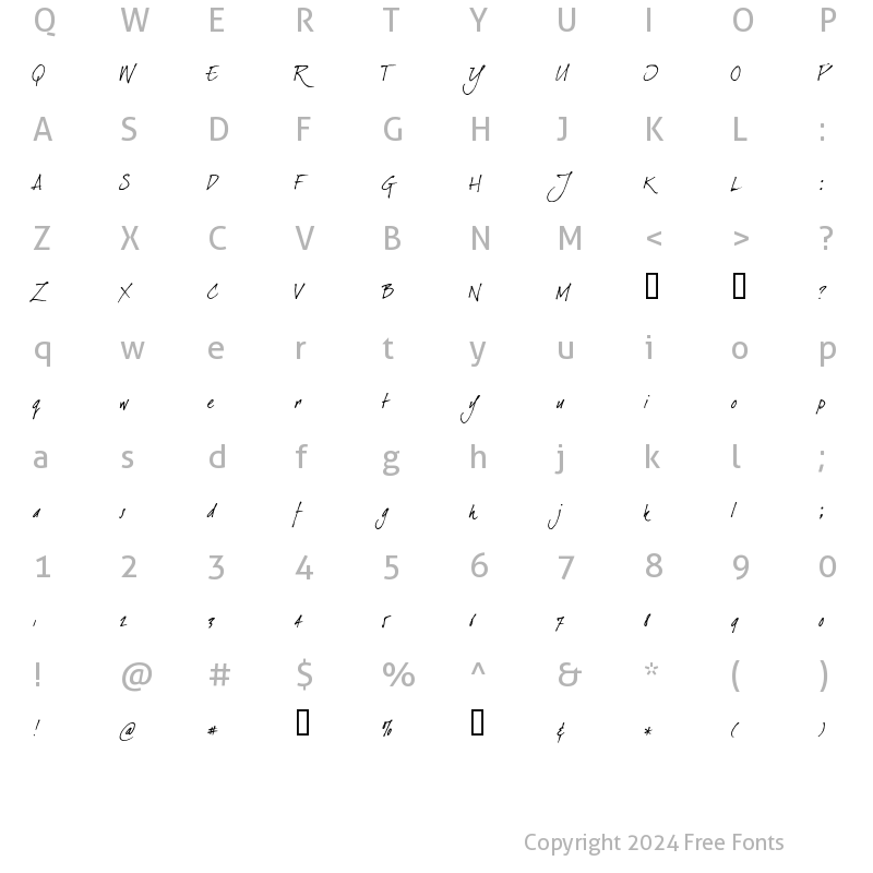 Character Map of dearJoe Italic