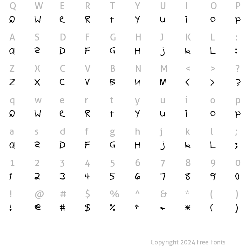 Character Map of DearTeacher-Normal Regular