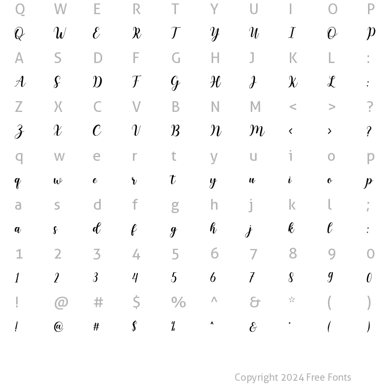 Character Map of Deary Darling Regular