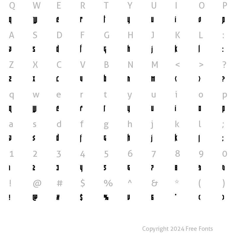 Character Map of Deathshead Condensed Condensed