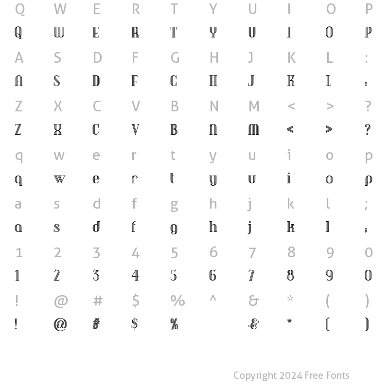 Character Map of Debonair Inline NF Regular