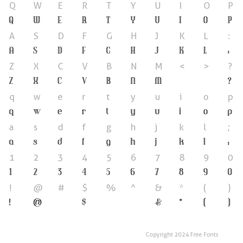 Character Map of DebonairInline Regular