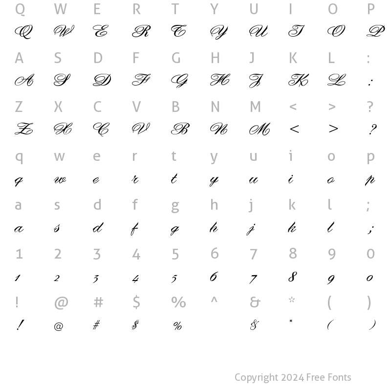 Character Map of DebonairJF Regular