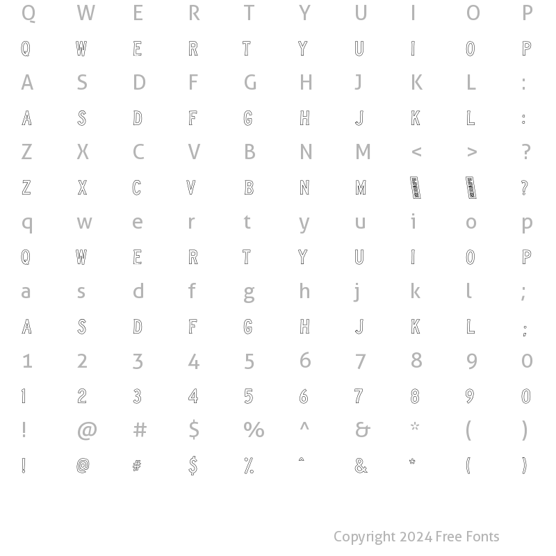 Character Map of Deckhouse Regular Outline