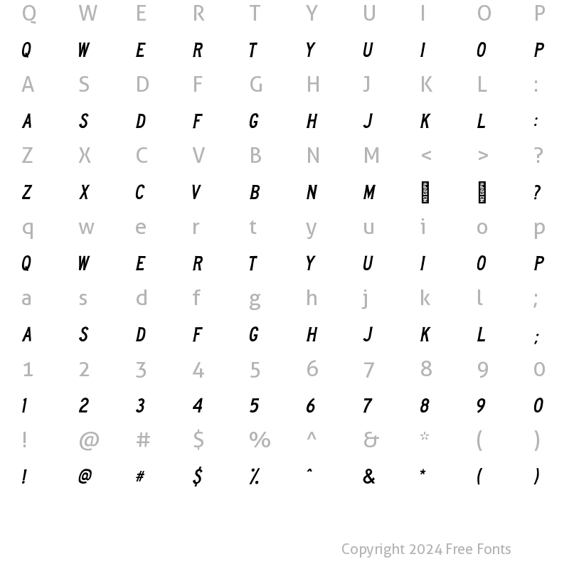 Character Map of Deckhouse Slanted