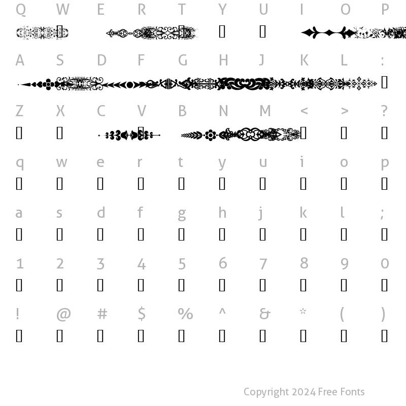 Character Map of DecoDividers Regular