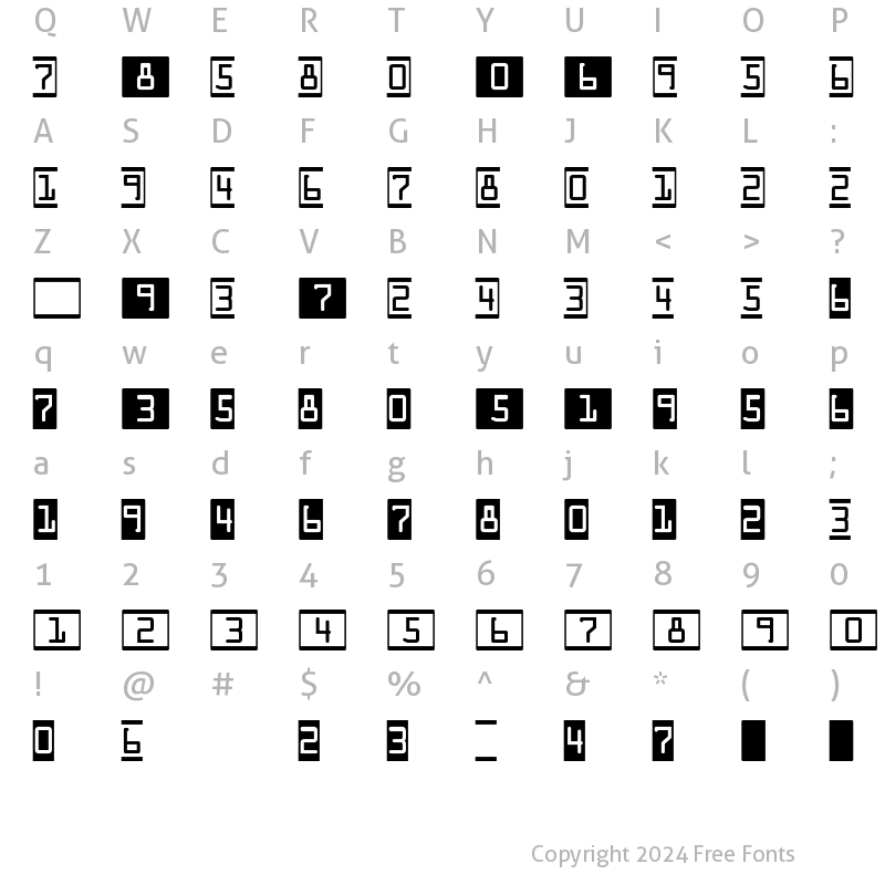 Character Map of DecoNumbers LH OCRA Regular