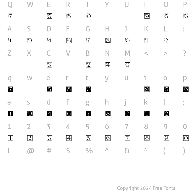 Character Map of DecoNumbers LH Serlio Regular