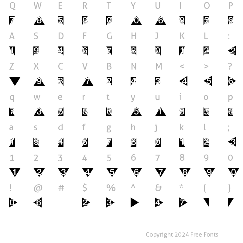 Character Map of DecoNumbers LH Triangle Regular